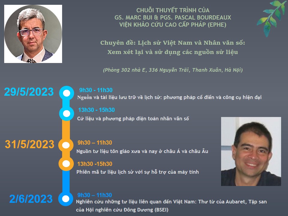 Thông báo về chuỗi thuyết trình của GS. MARC BUI & PGS. PASCAL BOURDEAUX tại Trường ĐHKHXH&NV